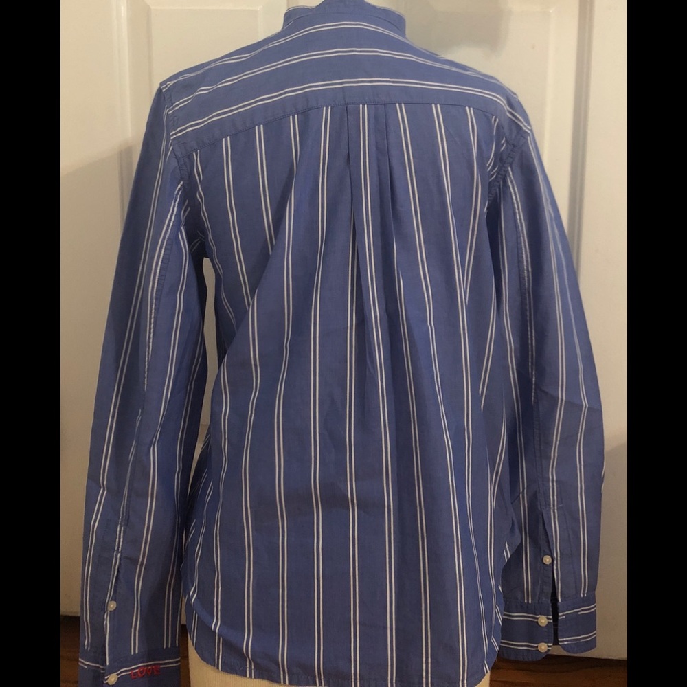 Gap Boyfriend Fitted Blue White Striped Shirt XS - Picture 2 of 6